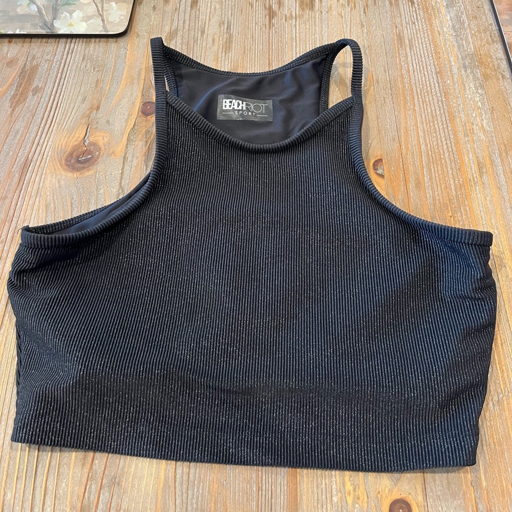 Beach Riot Sports Bra Black Glitter